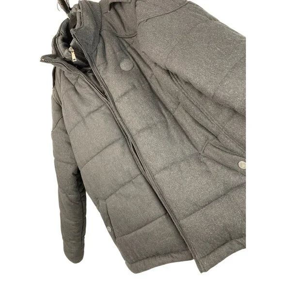Coogi Mens Charcoal Black Wool Puffer Jacket Quilt Bomber 2XL 8757 Snap